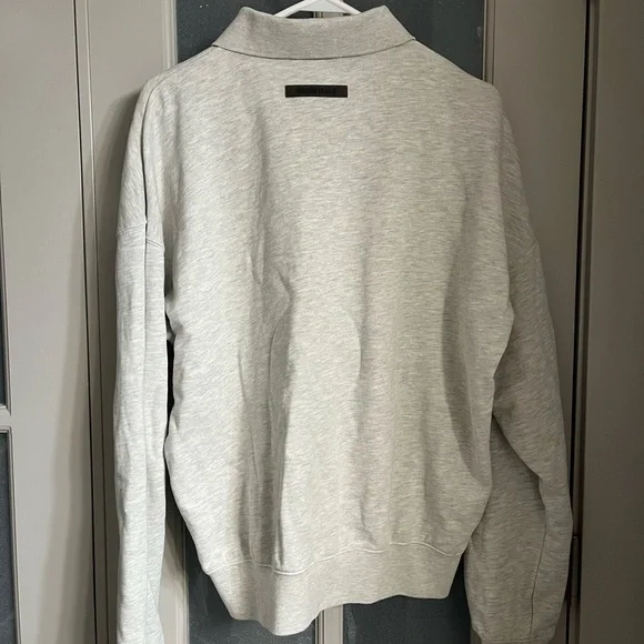 Fear of God Essentials Light Gray French Terry Polo Shirt